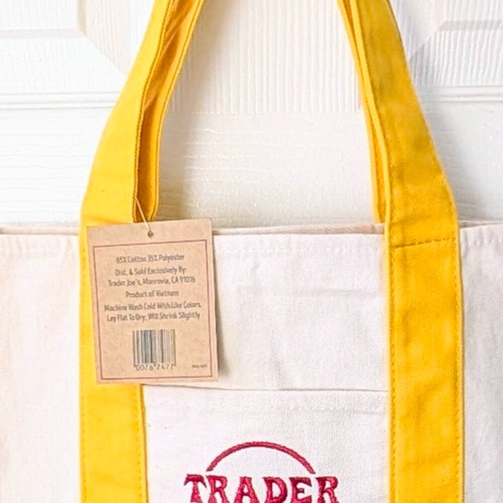 NWT LIMITED RELEASE Trader Joe's Yellow Mini Canvas Tote Bag 🛍️ - Picture 3 of 3